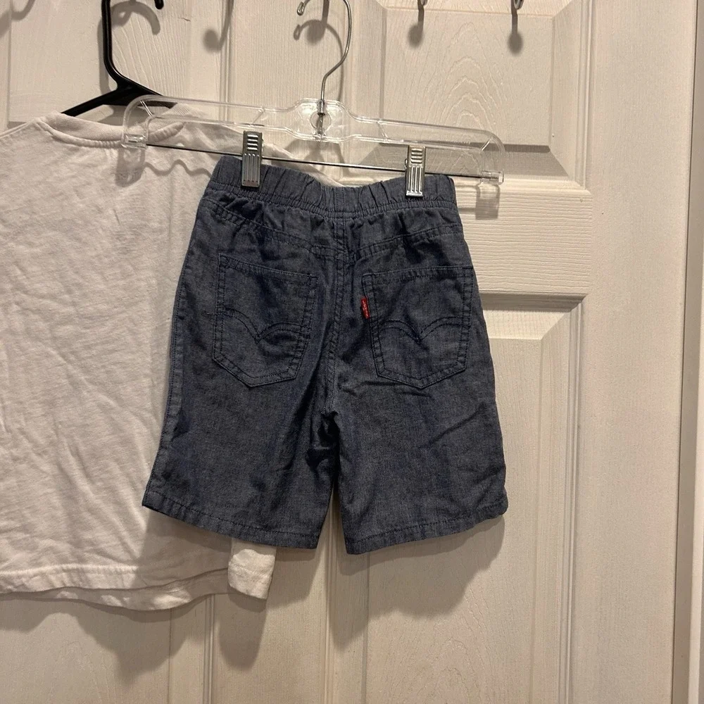 Minions Graphic T-Shirt and Levis Chambray Shorts 2-Piece Outfit Set Kids Sz 5/6